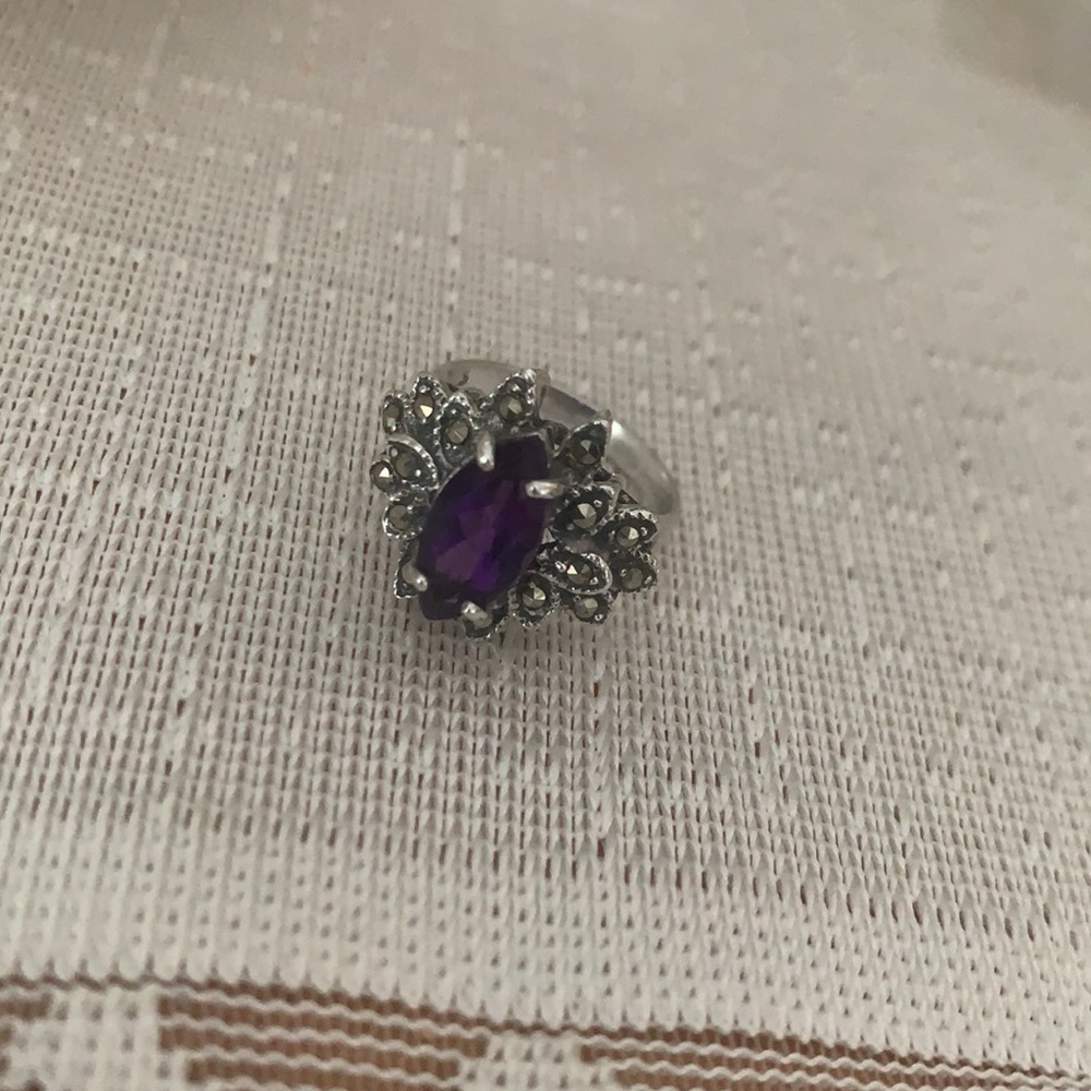 Amethyst Marquee Gemstone Statement Ring - image 3